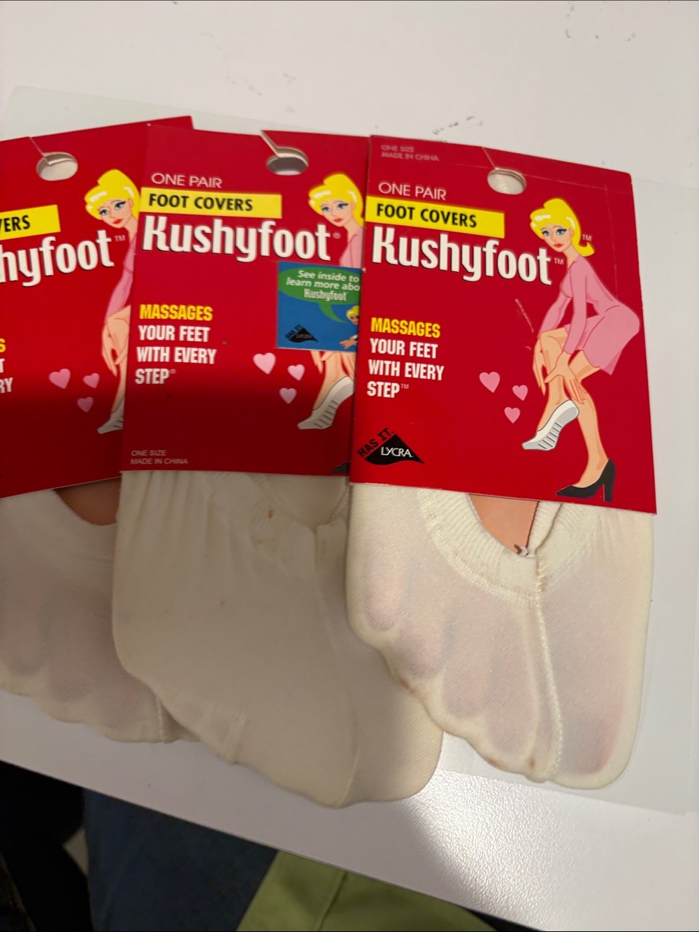 3 Pairs kushfoot White Foot Covers one size